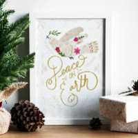 Elegant Folk Art "Peace on Earth" Dove White