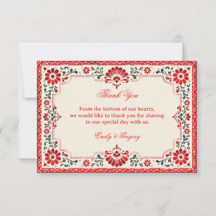 Elegant Folk Botanical Mexican Thank You Card