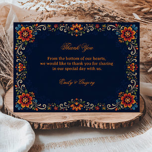 Elegant Folk Botanical Mexican Thank You Card