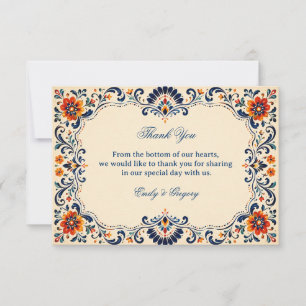 Elegant Folk Botanical Mexican Thank You Card