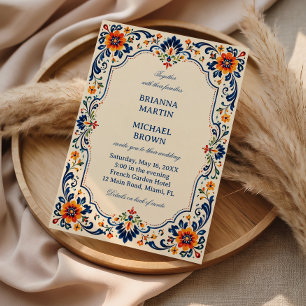 Elegant Folk Botanical Vintage Mexican Invitation