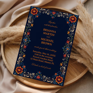 Elegant Folk Botanical Vintage Mexican Invitation