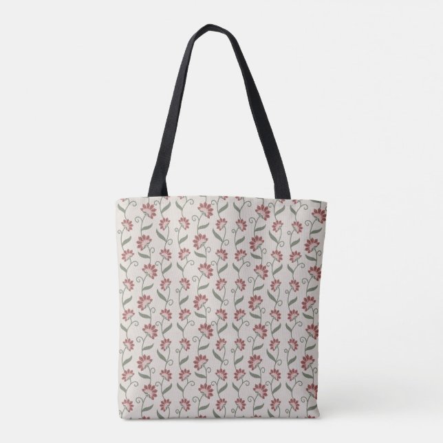 Elegant Folk Floral Pattern Tote Bag for Everyday  (Back)