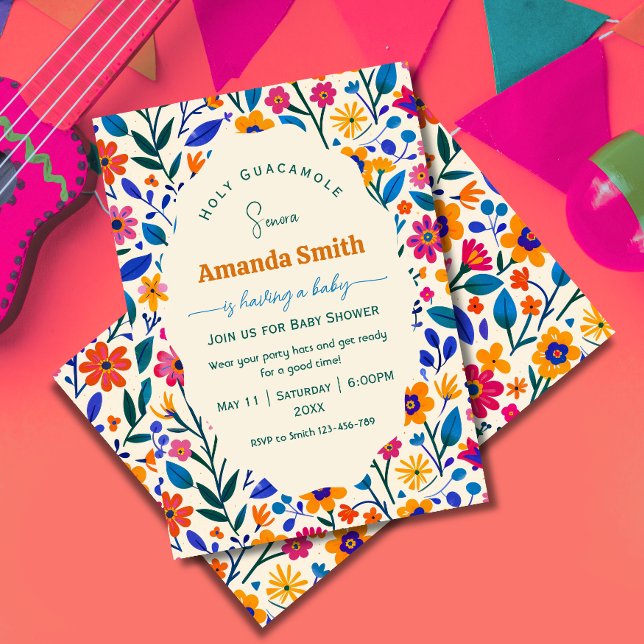 Elegant Folk Mexican Floral Baby shower invitation (Creator Uploaded)