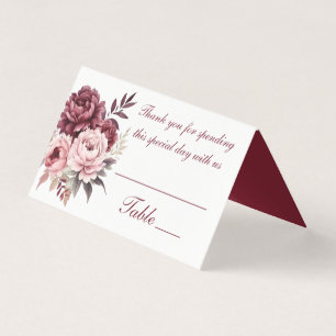 Elegant Foral Watercolor Peonies Burgundy Wedding