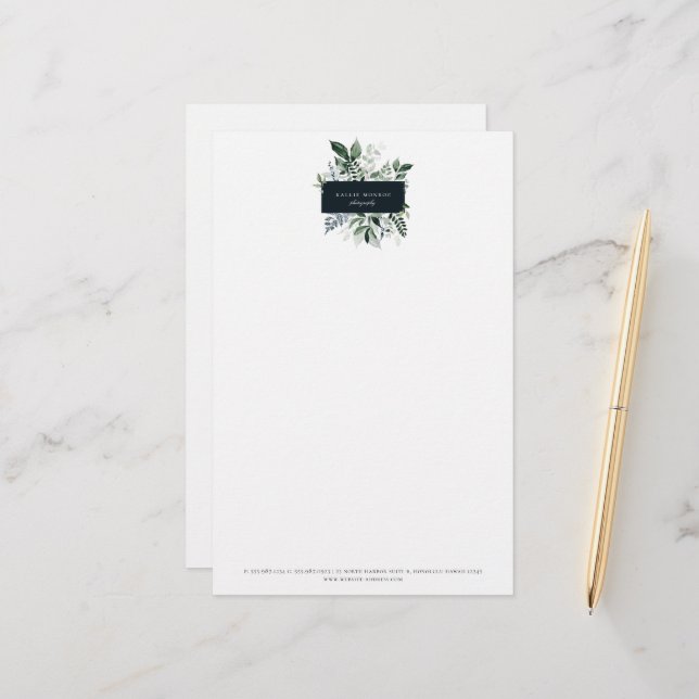 Elegant Forest Foliage Frame Business Stationery (Front/Back In Situ)