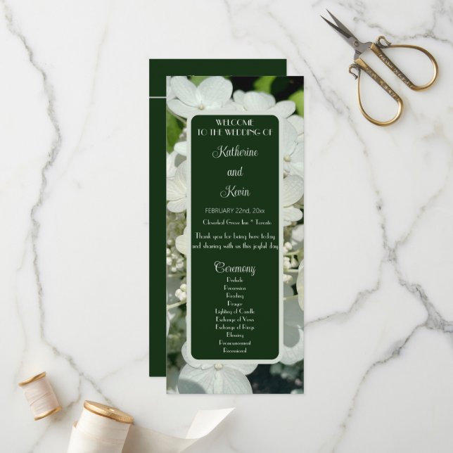 Elegant Forest Green Botanical Wedding Program Programme (Front/Back In Situ)
