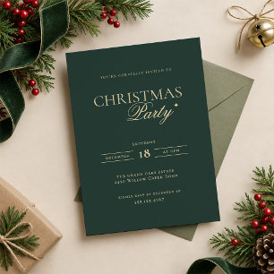 Elegant Forest Green Christmas Party Invitation