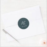 Elegant Forest Green Clean Wedding Classic Round Sticker<br><div class="desc">Classic wedding stickers featuring a simple design with your two initial monogram in an elegant handwriting script for a modern touch.  The colour palette may be changed in the design editing tool.</div>