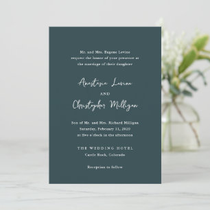 Elegant Forest Green Clean Wedding Invitation