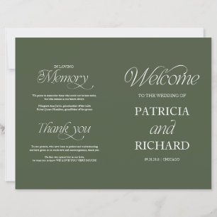 Elegant Forest Green DIY Wedding Folded Program