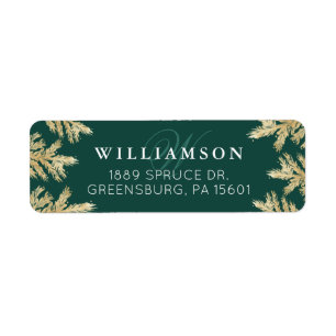 Elegant Forest Green & Gold Pine Forest Monogram