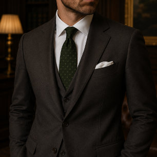 Elegant Forest Green Micro Geometric Tie