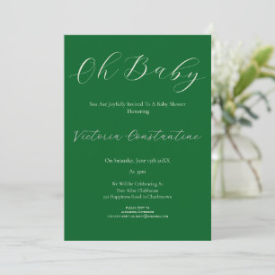 Elegant Forest Green Oh Baby Shower Invitation