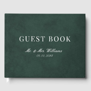 Elegant Forest Green Watercolor Wedding Guest Book