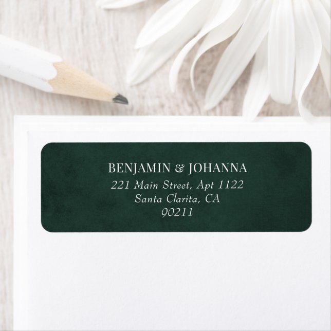 Elegant Forest Green Wedding Return Address (Insitu)