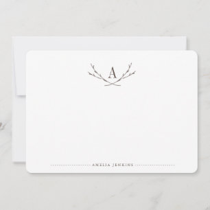 Elegant Forest Monogram Stationery Flat Cards