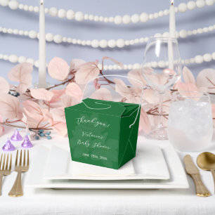Elegant Forest & Sage Green Name Baby Shower Favour Box