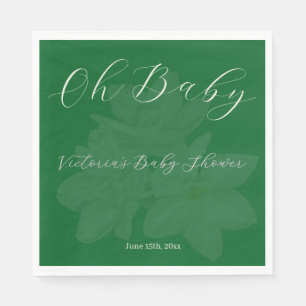 Elegant Forest & Sage Green "Oh Baby" Name Shower  Napkin
