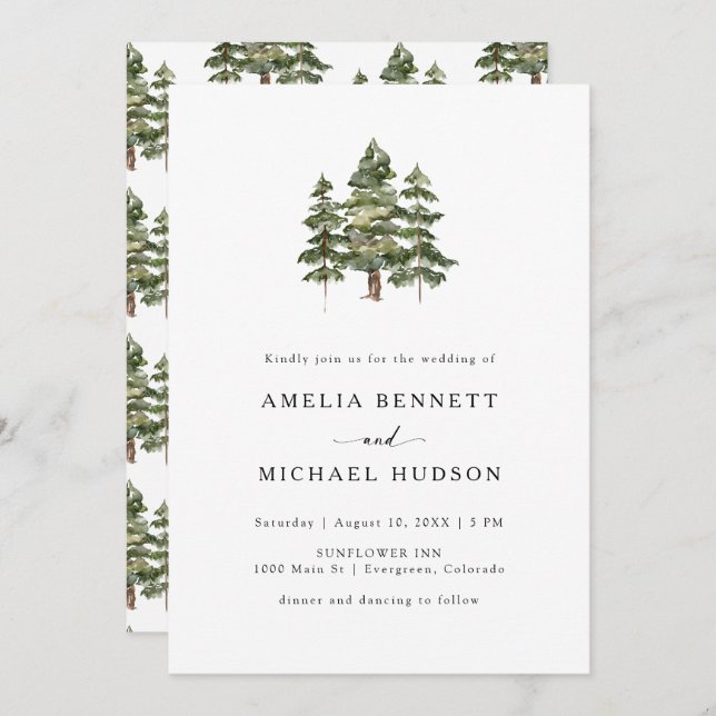 Elegant Forest Wedding Invitation (Front/Back)
