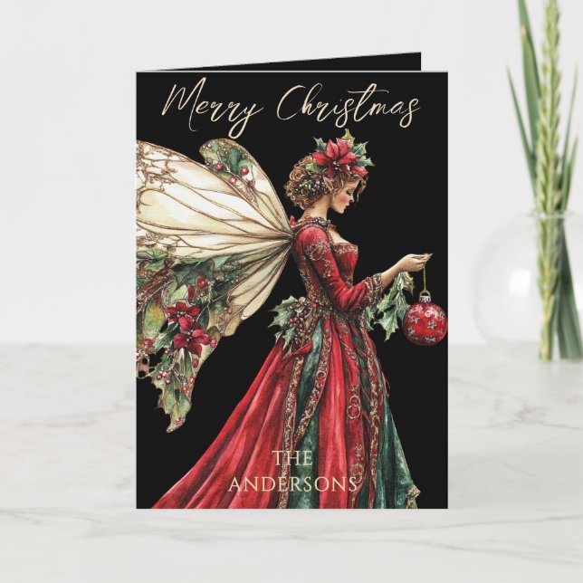 Elegant Forestcore Christmas Fairy Holiday  Card (Front)