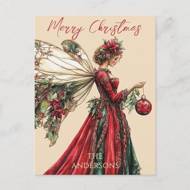 Elegant Forestcore Christmas Fairy Holiday  Postcard (Front)