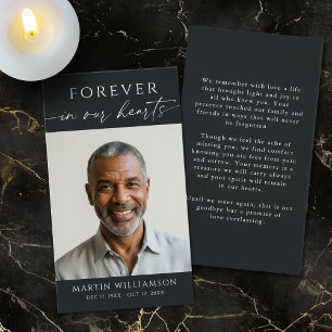 Elegant Forever Hearts Photo Funeral Prayer Card
