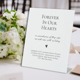 Elegant Forever In Our Hearts Memorial Wedding  Pedestal Sign