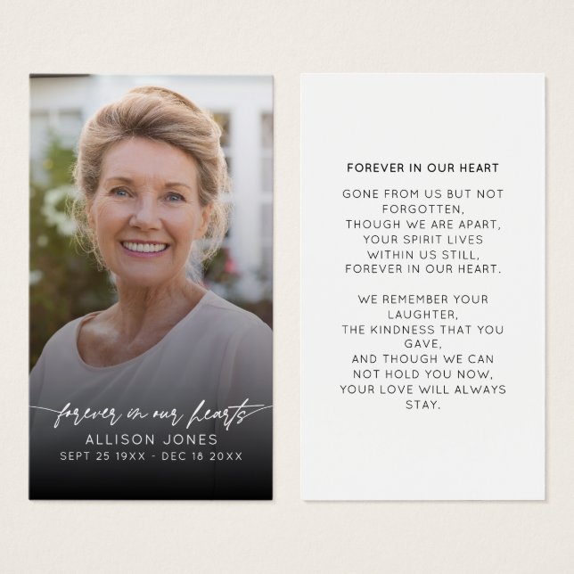 Elegant Forever In Our Hearts Script Photo Funeral (Front & Back)