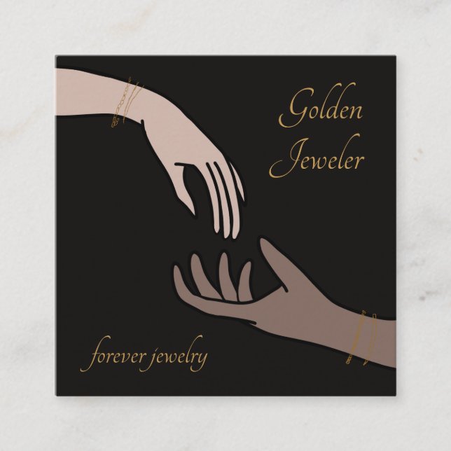 Elegant Forever Permanent Jewellery Square Business Card (Front)