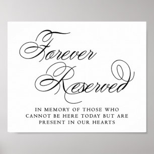 Elegant Forever Reserved Black Script   Memorial Poster