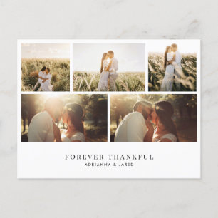 Elegant Forever Thankful Simple Wedding Photo Postcard