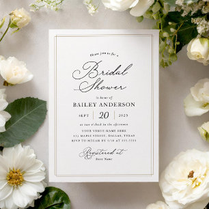 Elegant Formal Black and Gold Bridal Shower Invitation