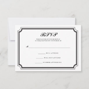 Elegant Formal Black and White RSVP Card