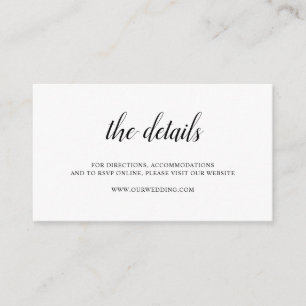 Elegant Formal Black and White Simple Wedding Enclosure Card