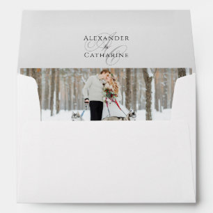 Elegant Formal Black and White Wedding Monogram Envelope