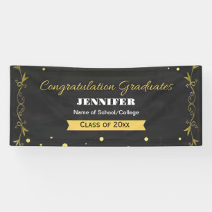 Elegant Formal Black Gold 2025 Graduation Banner