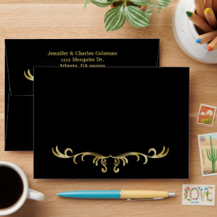 Elegant Formal Black & Gold Invitation Envelope