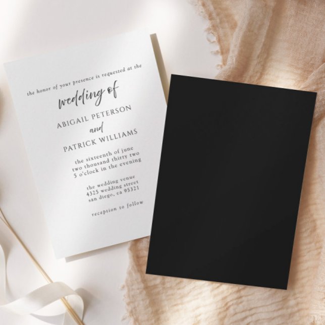 Elegant Formal Black & White Wedding Invitation  (Creator Uploaded)