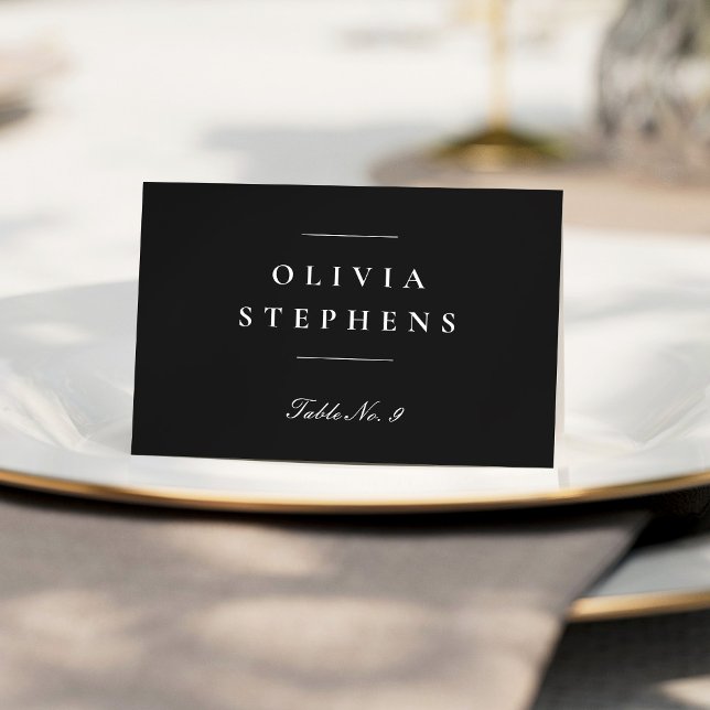 Elegant formal black white wedding place card (Creator Uploaded)