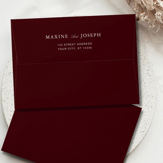 Elegant Formal Burgundy and Ivory Wedding Envelope (Elegant burgundy and ivory wedding envelope adds a polished touch to your invitations.)