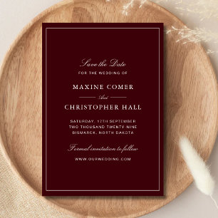 Elegant Formal Burgundy & Ivory Wedding Save The Date