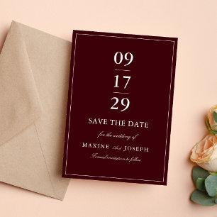 Elegant Formal Burgundy & Ivory Wedding Save The Date