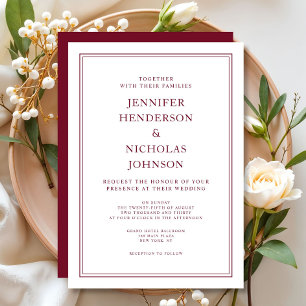 Elegant Formal Burgundy Red Wedding  Invitation