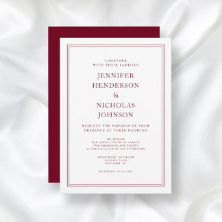 Elegant Formal Burgundy Red Wedding Invitation