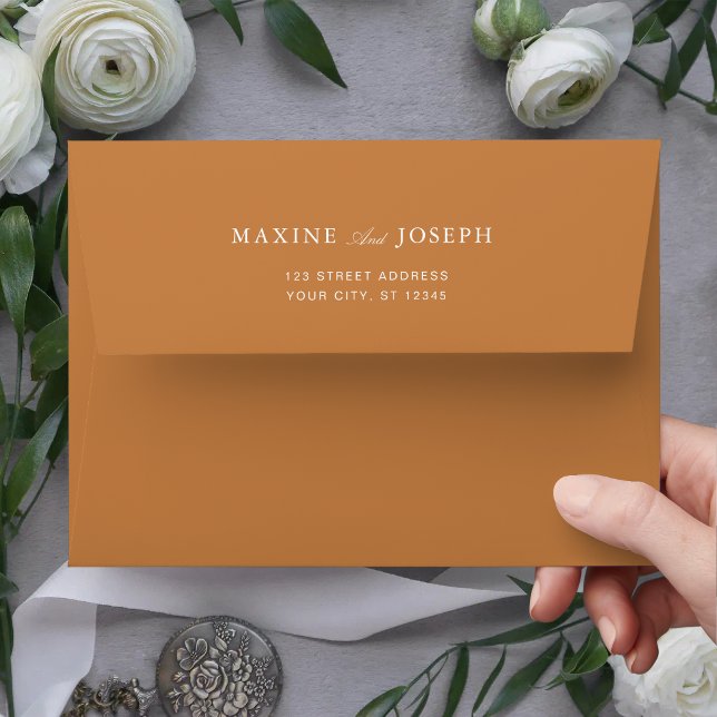 Elegant Formal Burnt Orange Wedding Envelope (Elegant burnt orange wedding envelopes add warm sophistication to your special day.)
