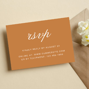 Elegant Formal Burnt Orange Wedding RSVP Card