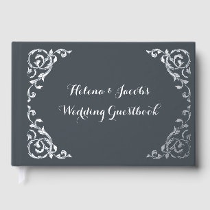 Elegant Formal Charcoal Grey Wedding Guestbook
