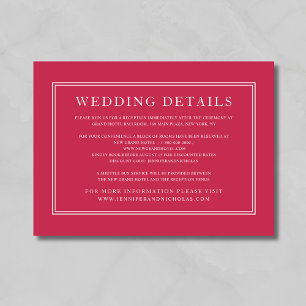 Elegant Formal Classic Magenta Wedding Details Enclosure Card