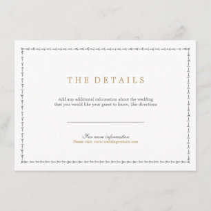 Elegant formal classic vintage wedding detail card